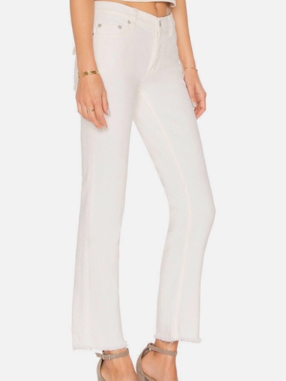 Free People We The Free Austen Straight Leg Frayed Jeans White Size 26